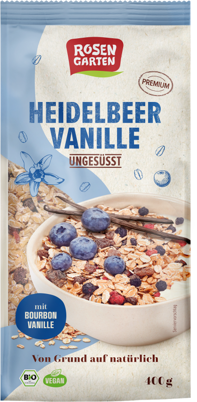 Rosengarten Heidelbeer Vanille Müsli ungesüßt 400g