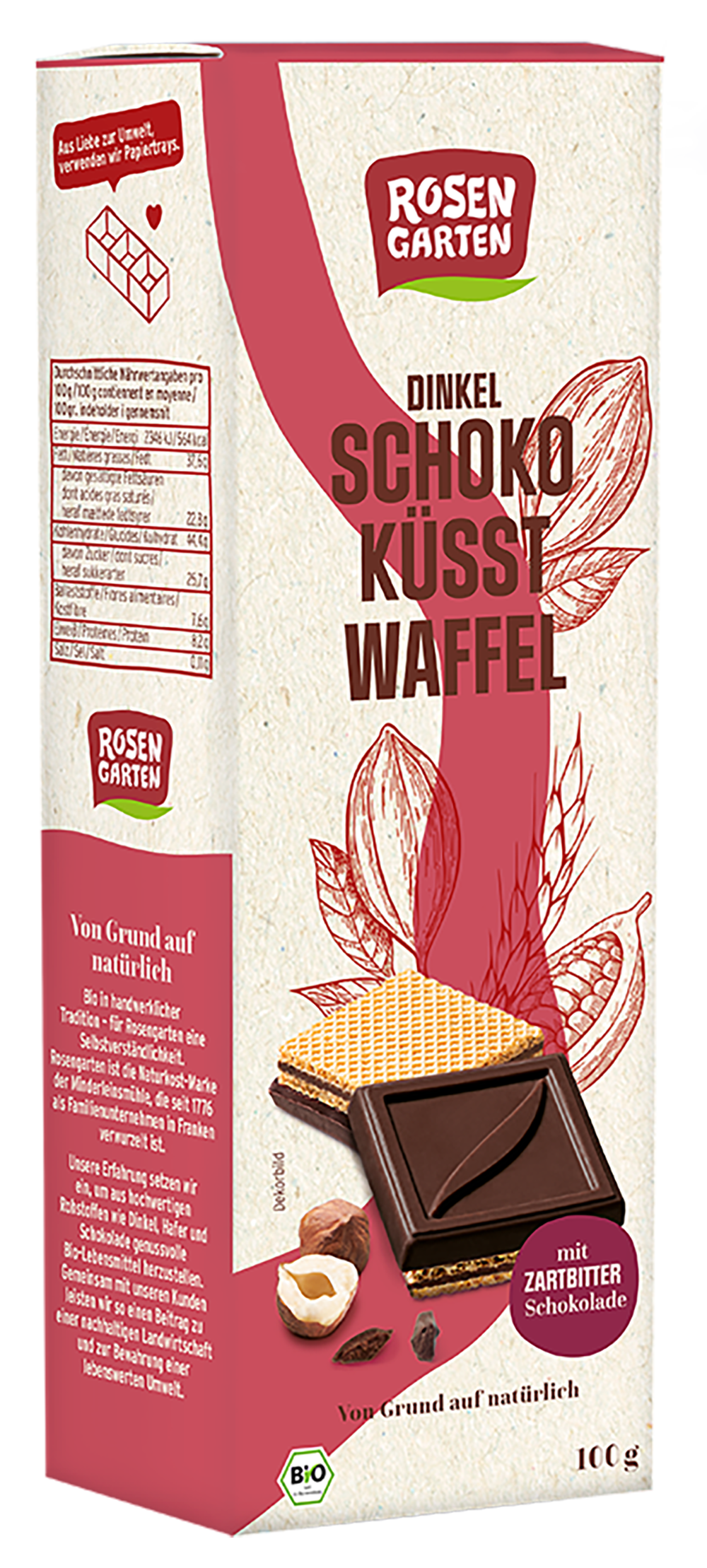 Rosengarten Schoko küsst Waffel Zartbitter 100g