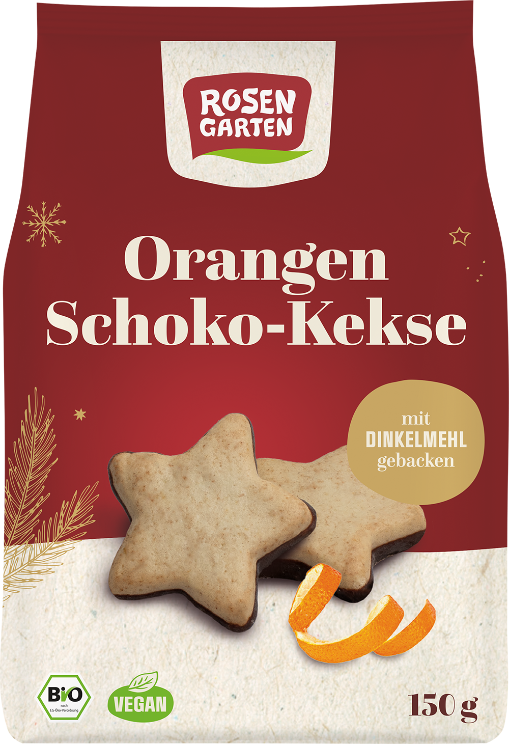 Rosengarten Orangen-Kekse mit Zartbitter-Schokoladenboden vegan 150g/W