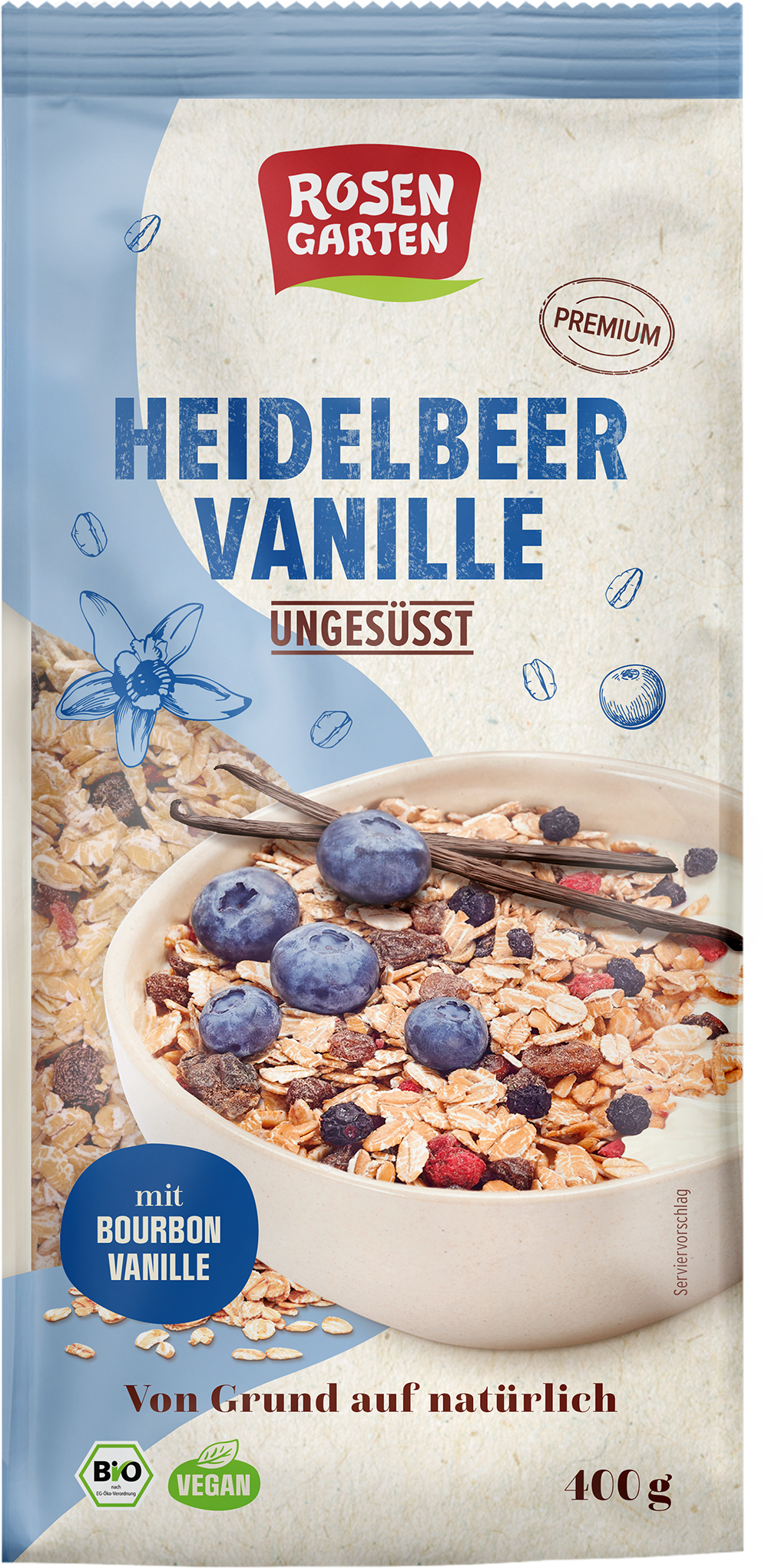 Rosengarten Heidelbeer-Vanille-Müsli - ungesüßt 400g