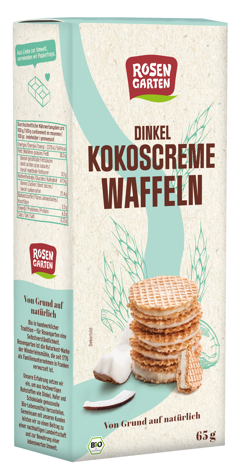 Rosengarten Dinkel-Kokoscreme-Waffeln 65g