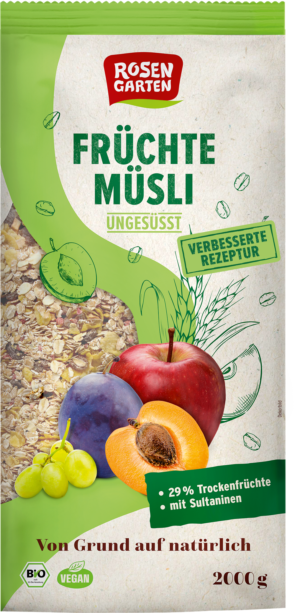 Rosengarten Früchte-Müsli - ungesüßt 2kg