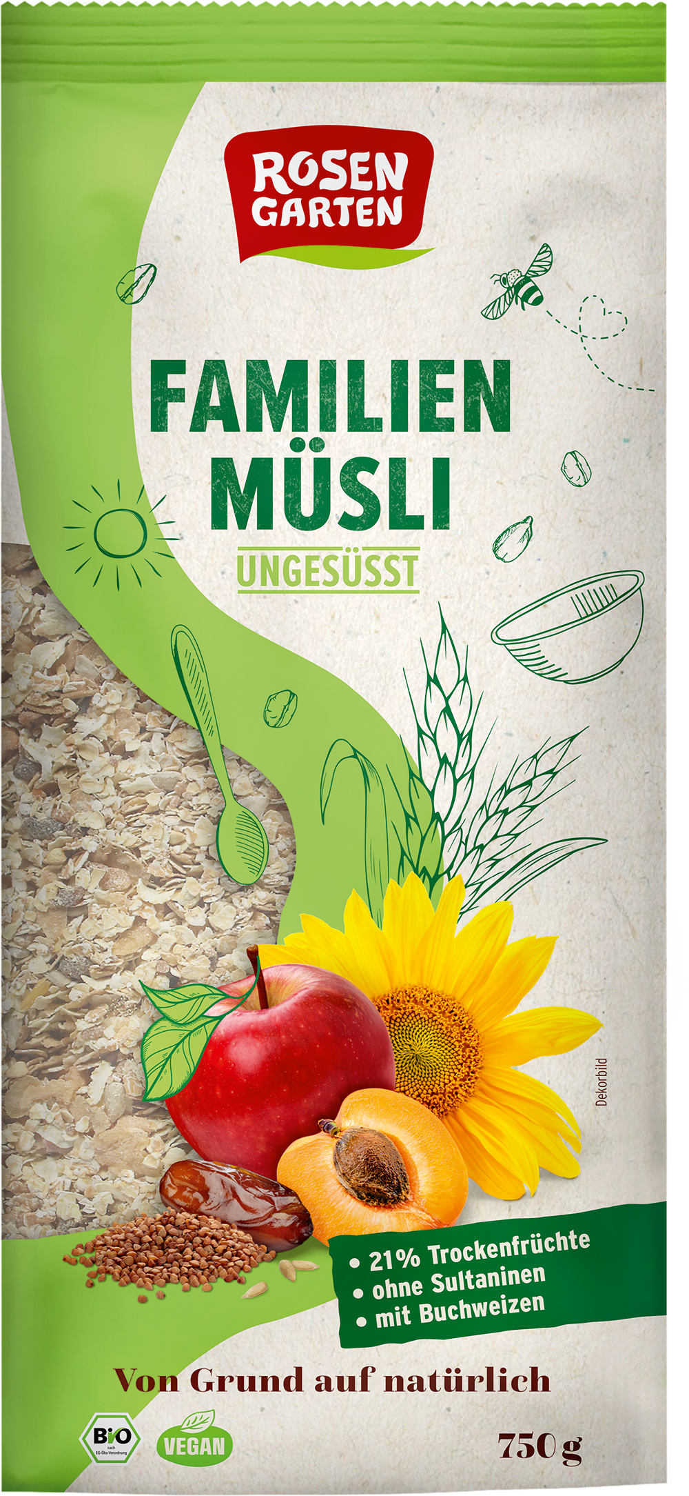 Rosengarten Familien-Müsli ungesüßt 750g