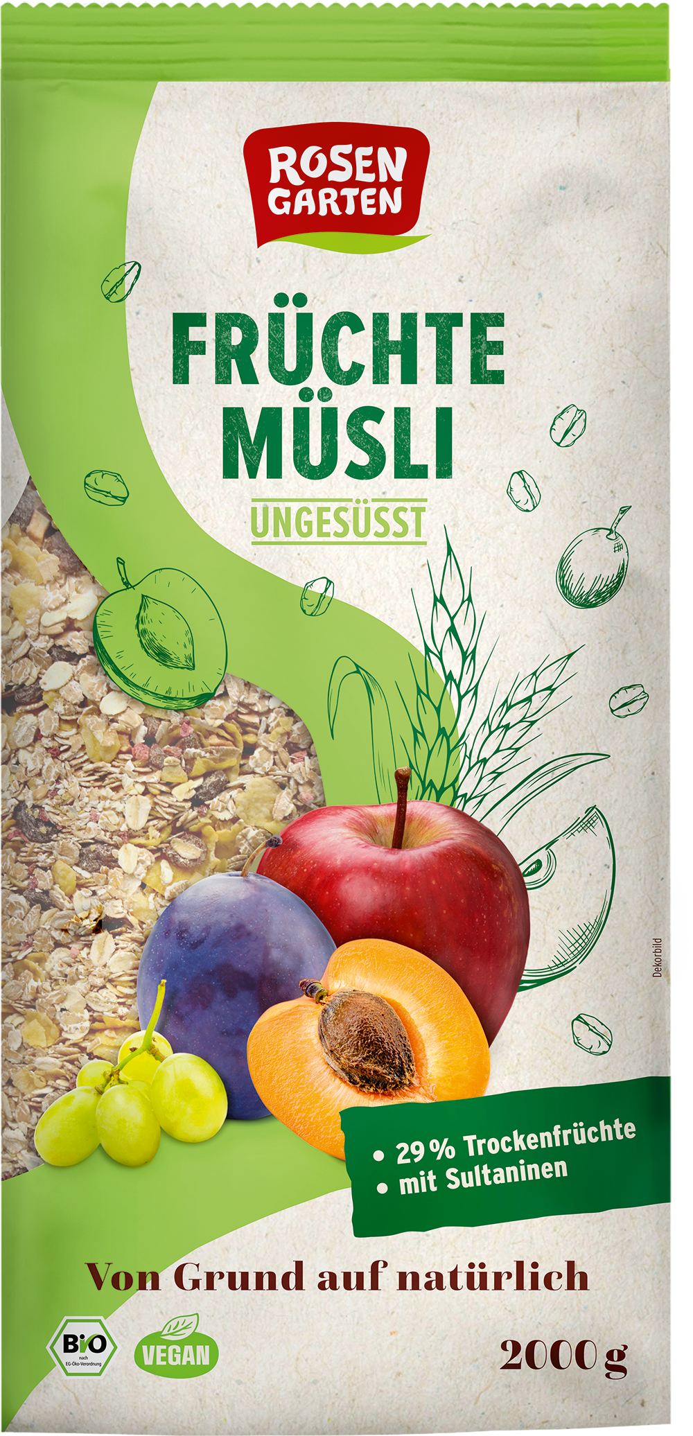Rosengarten Früchte-Müsli - ungesüßt 2kg