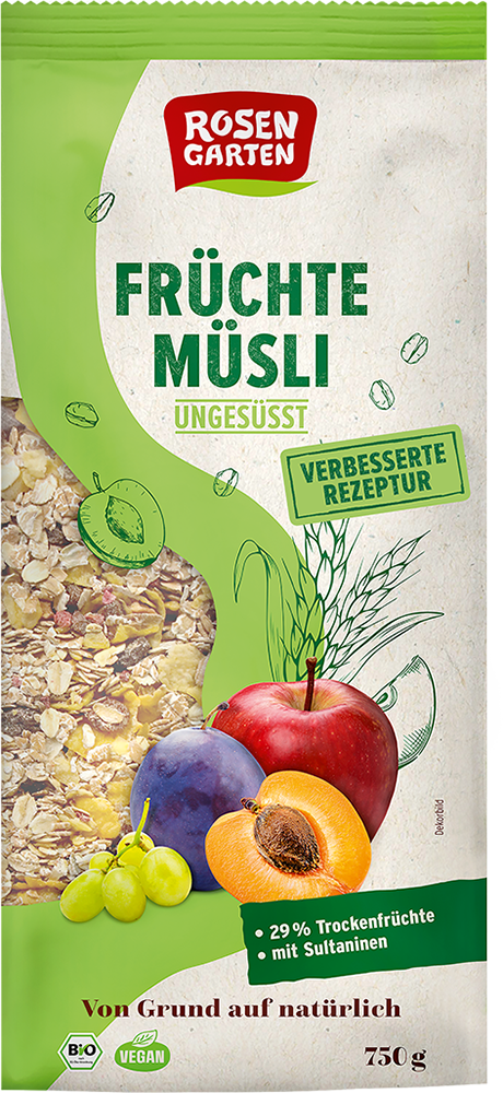 Rosengarten Früchte-Müsli ungesüßt 750g