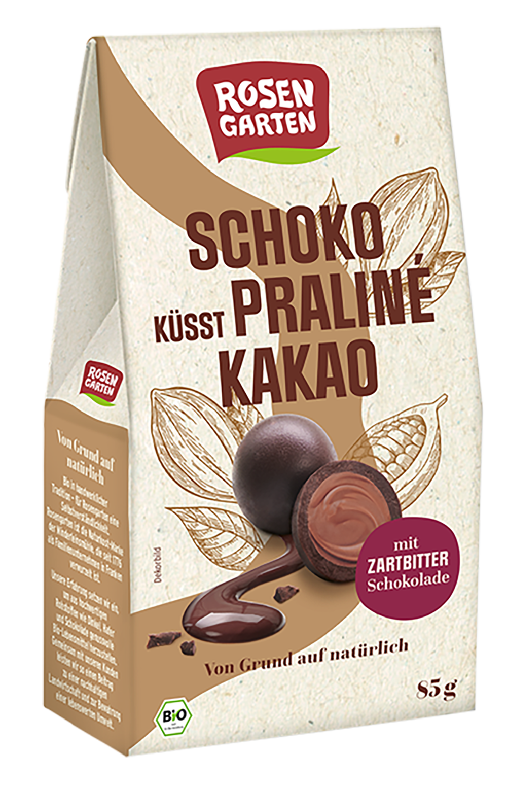 Rosengarten Schoko küsst Praliné Kakao 85g/A