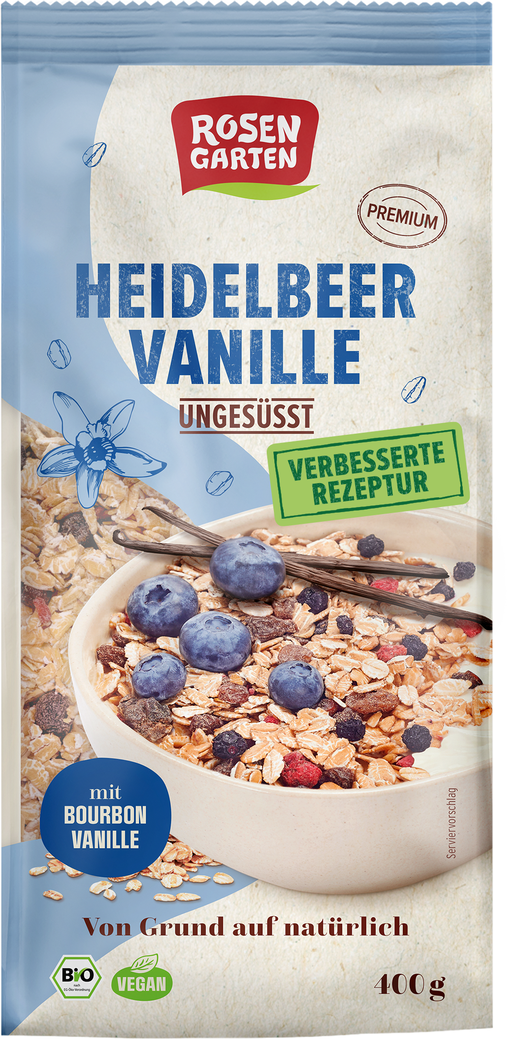 Rosengarten Heidelbeer-Vanille-Müsli - ungesüßt 400g