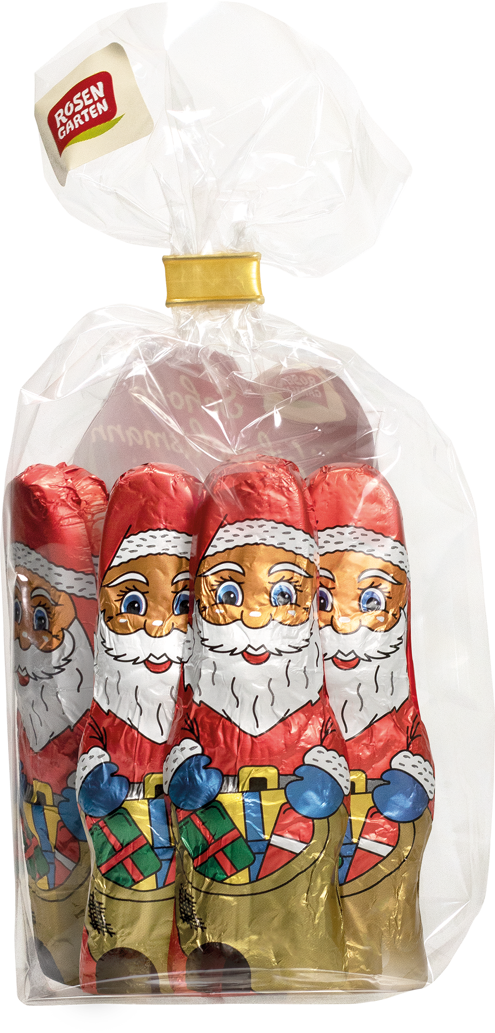 Rosengarten Weihnachtsmann massiv, Stanniol 5 Stück 62,5g/W