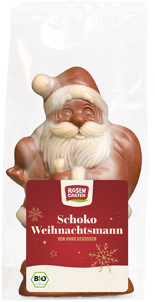 Rosengarten Weihnachtsmann Vollmilch mit weißer Schokolade geschminkt 80g/W