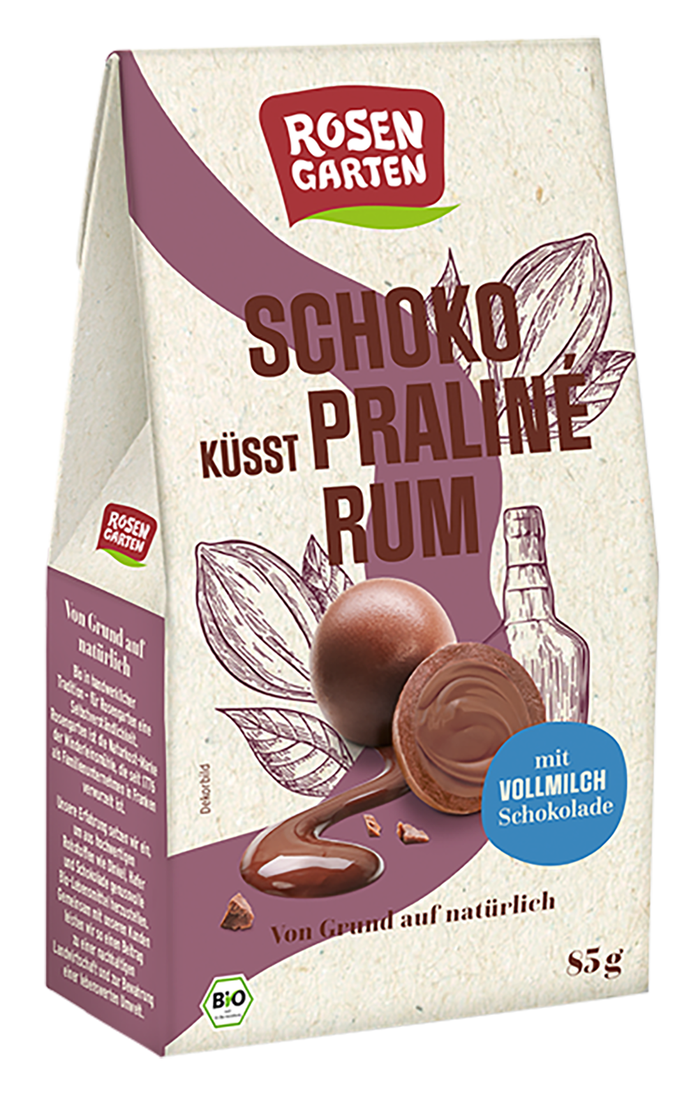 Rosengarten Schoko küsst Praliné Rum 85g/WS