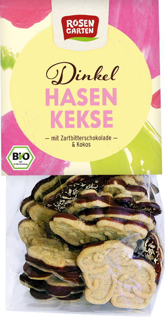 Rosengarten Dinkel Osterhasen-Kekse Zartbitter-Kokos 150g/S
