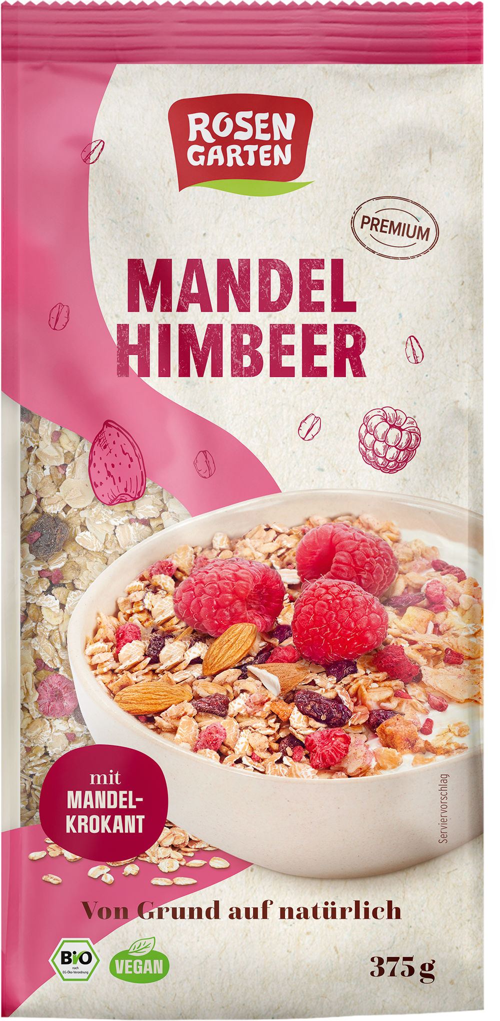 Rosengarten Mandel Himbeer Müsli 375g