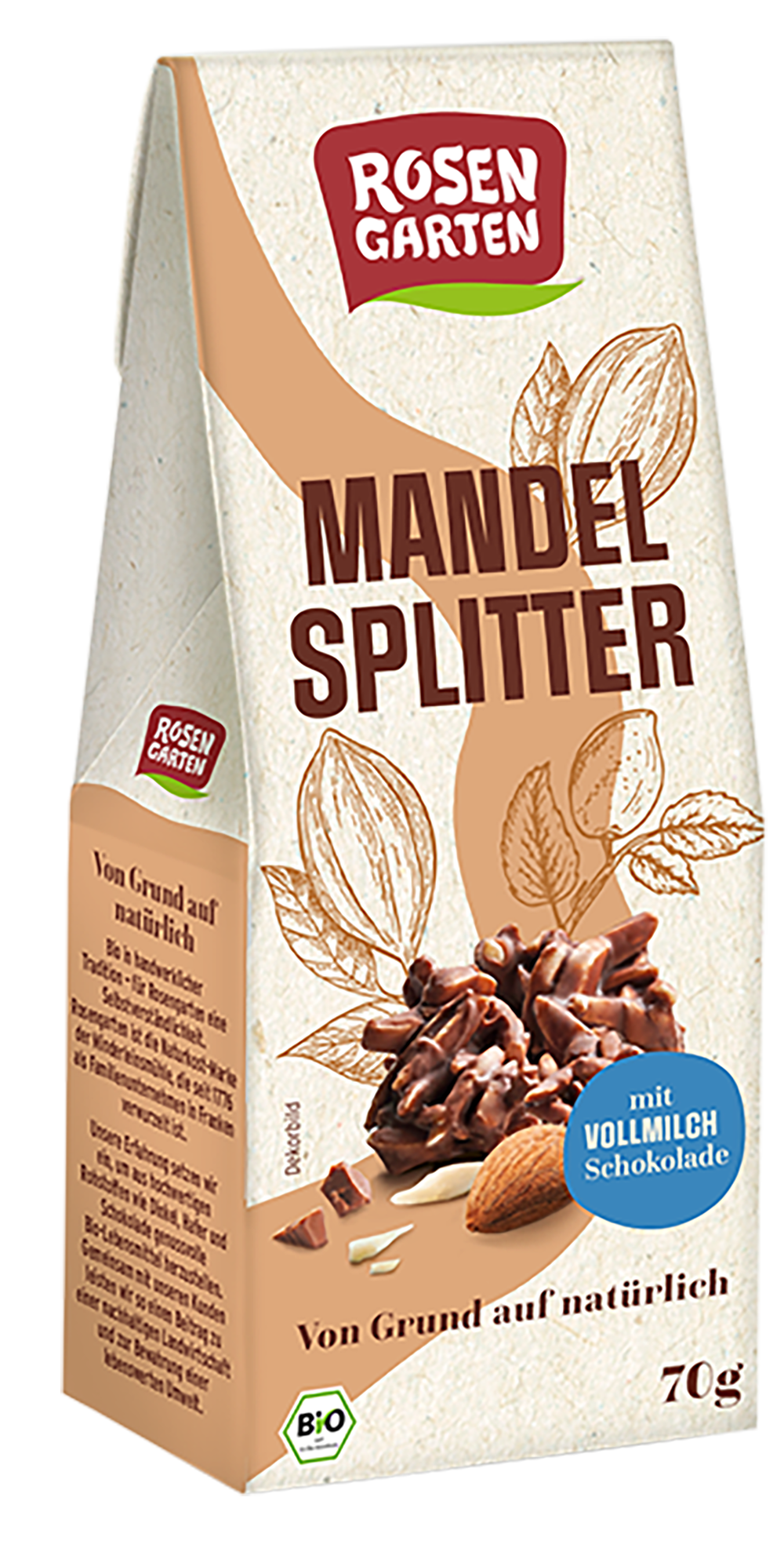 Rosengarten Mandel-Splitter schokoliert 70g