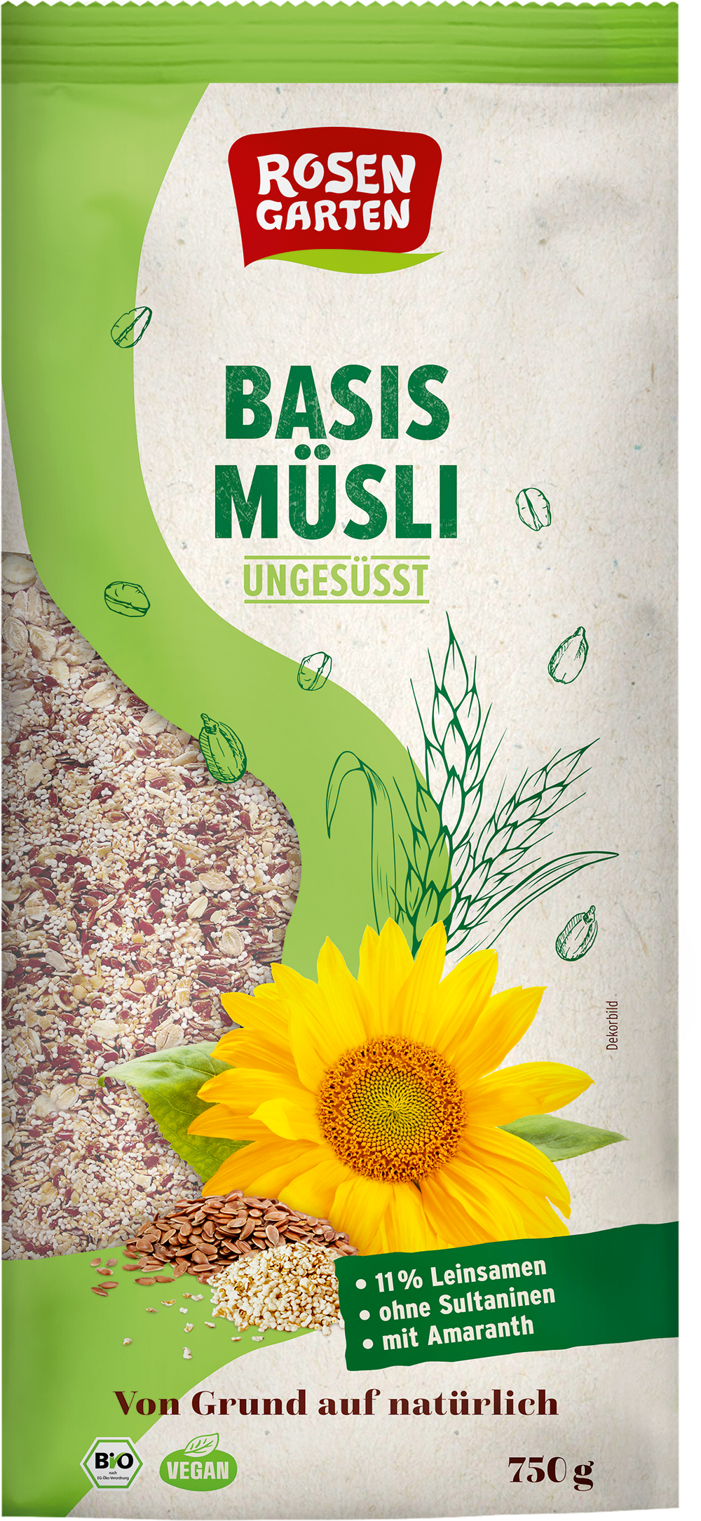 Rosengarten Basis-Müsli ungesüßt 750g