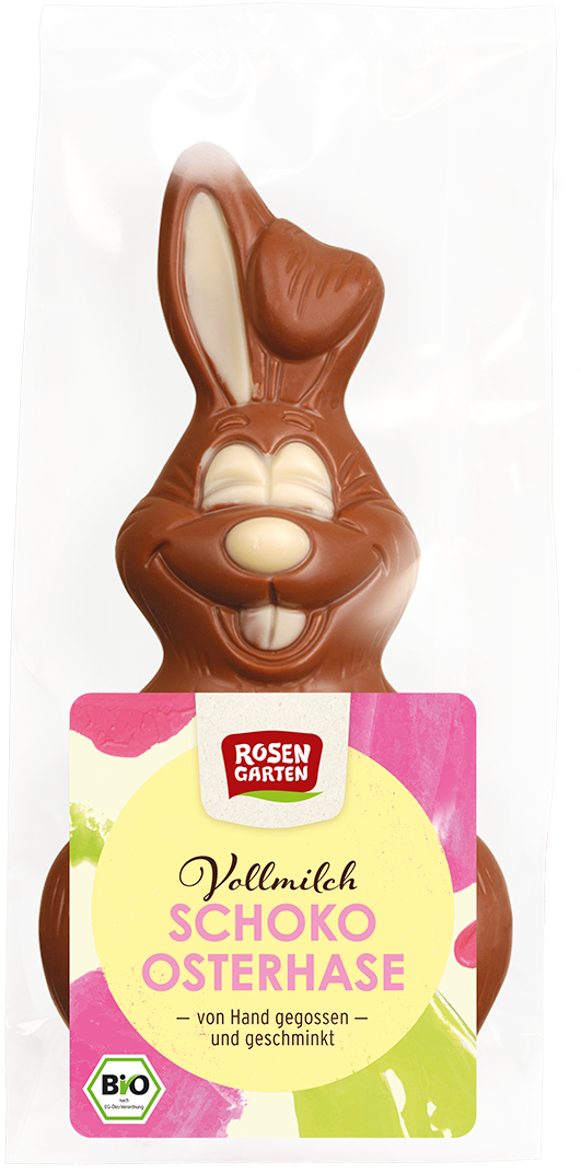 Rosengarten Vollmilch-Osterhase mit weißer Schokolade geschminkt 80g/S