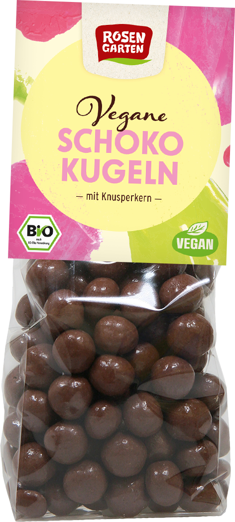 Rosengarten Vegane Schoko-Kugeln mit Knusperkern 80g/S