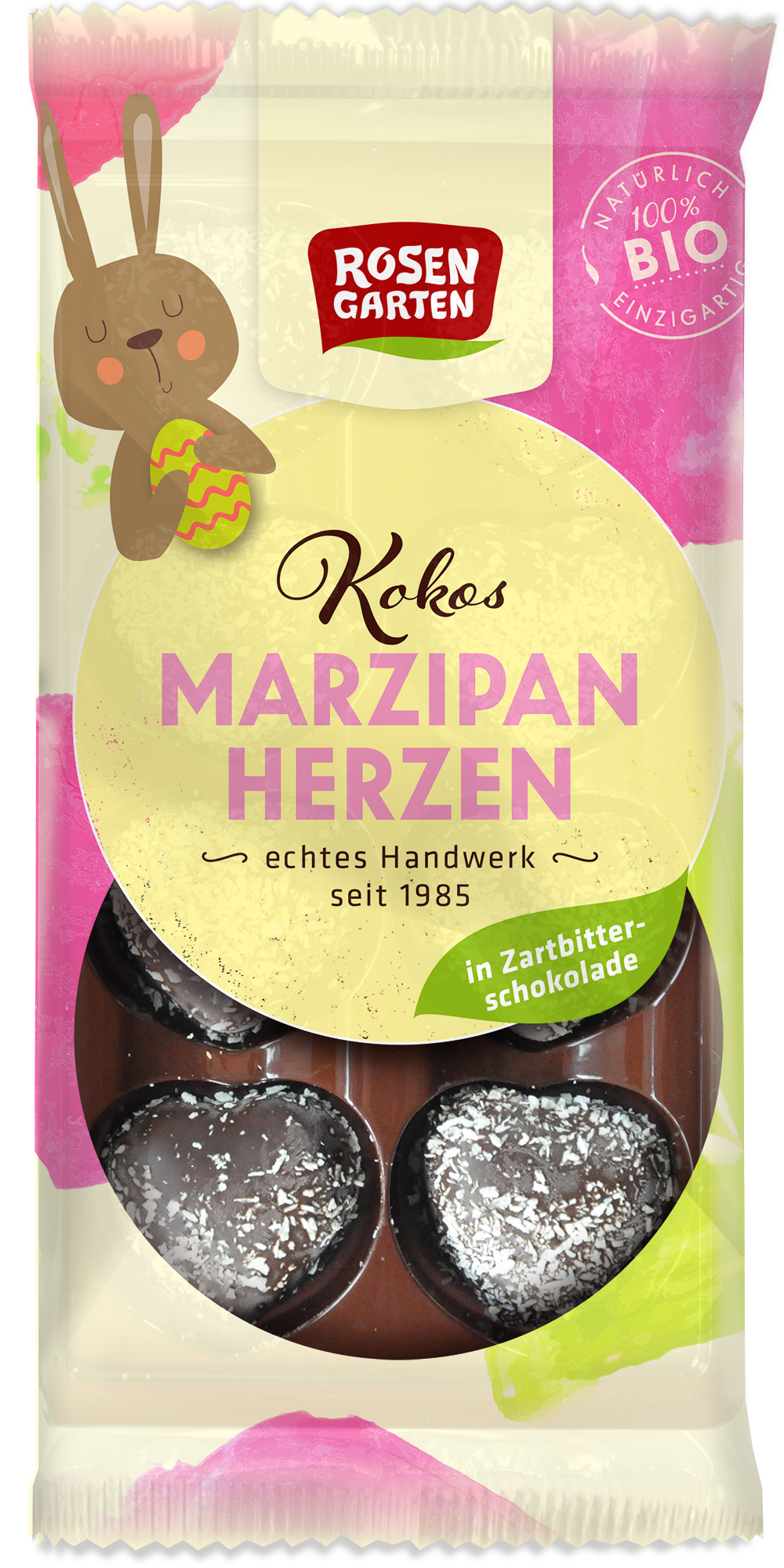 Rosengarten Kokos Marzipan-Herzen vegan 65g/S