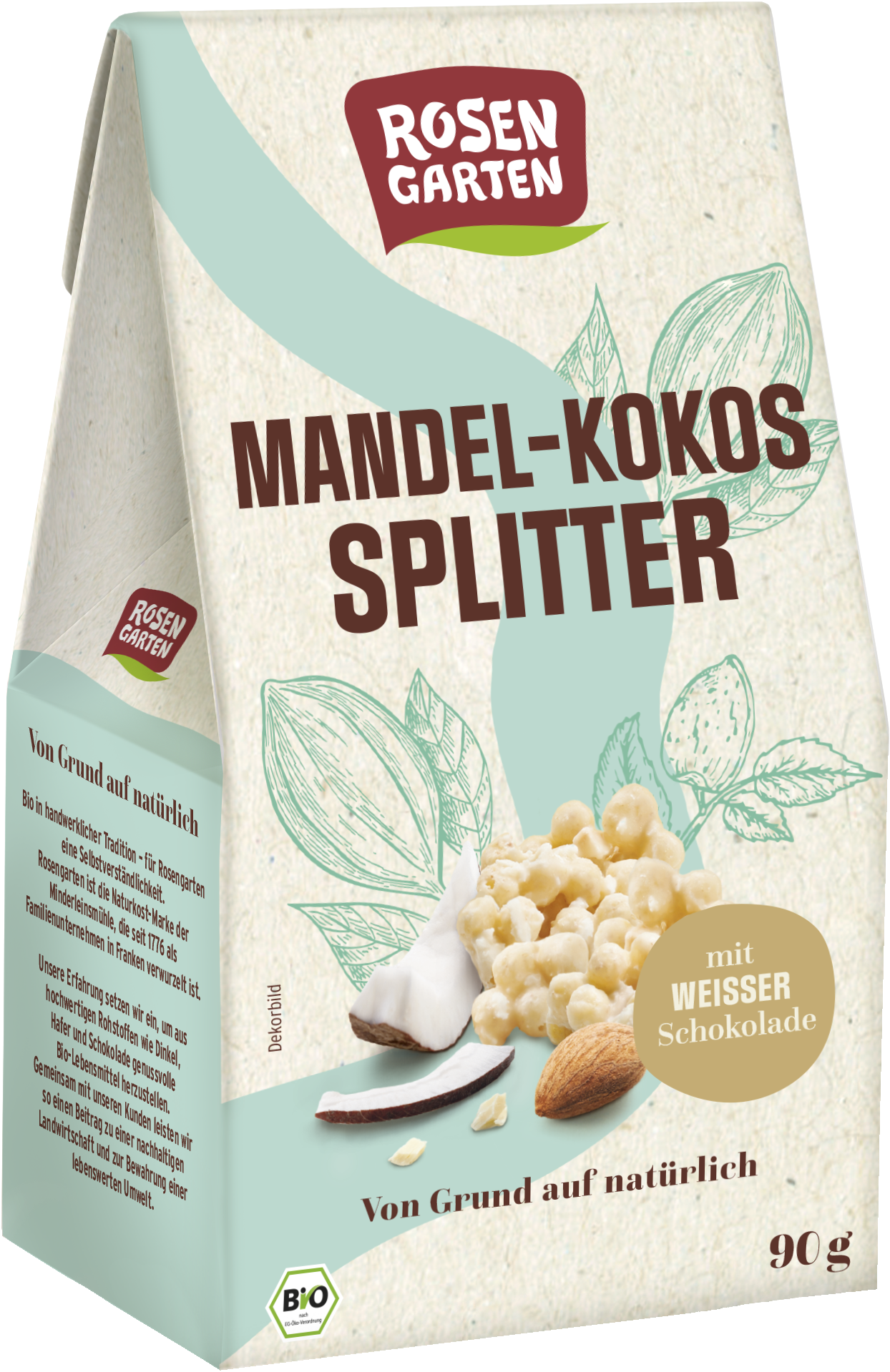 Rosengarten Mandel-Kokos-Splitter schokoliert 90g