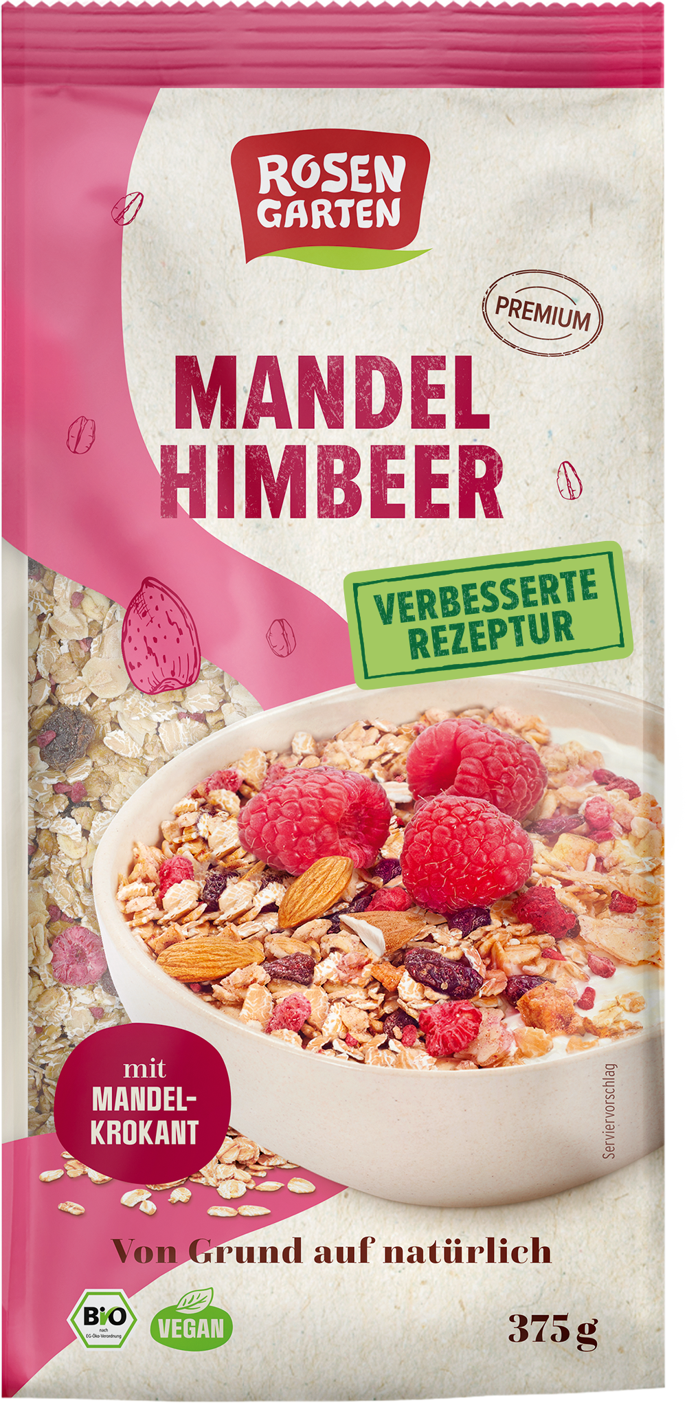 Rosengarten Mandel Himbeer Müsli 375g