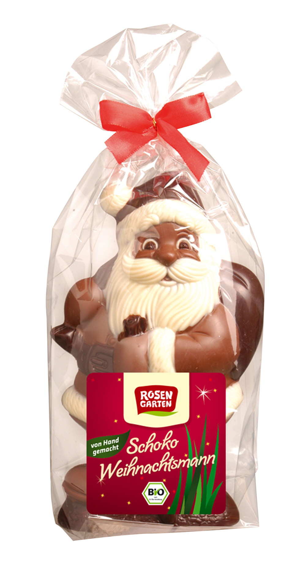 Rosengarten Vollmilch-Weihnachtsmann BIG mit weißer Schokolade geschminkt 200g/W