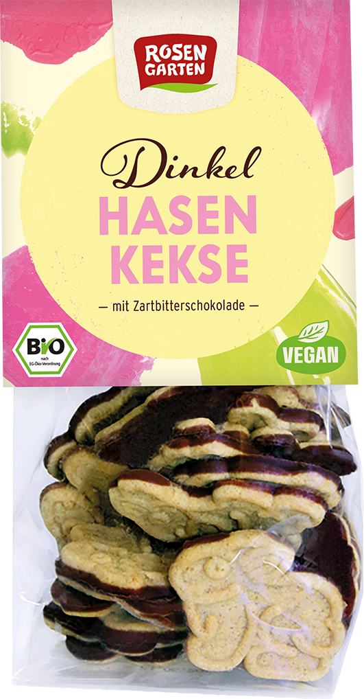 Rosengarten Dinkel Hasen-Kekse Zartbitter 125g/S