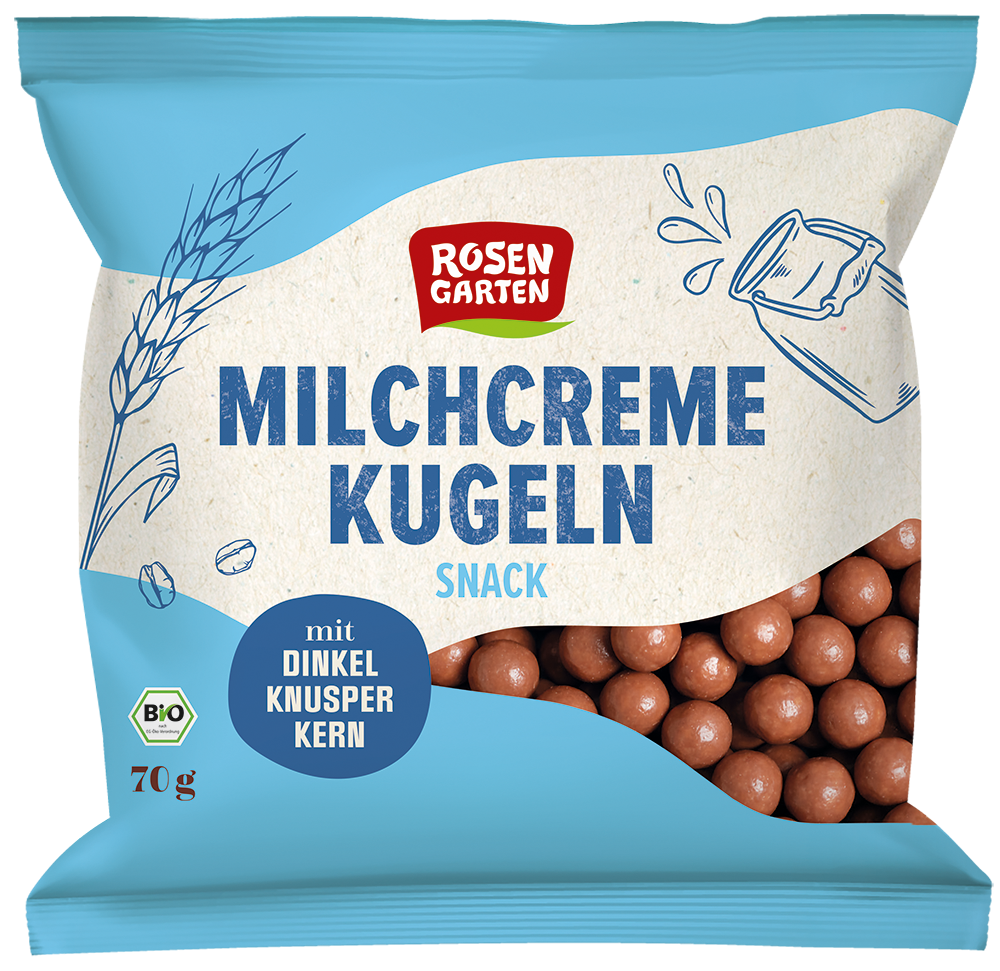 Rosengarten Milchcreme-Kugeln mit Dinkel-Knusper-Kern 70g